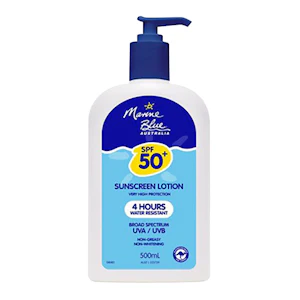 Marine Blue Sunscreen Lotion, SPF 50+ Dry Touch, 500mL, 4-Hour Water Resistant, UVA/UVB Protection, Quick-Absorbing, Non-Greasy, Each Each