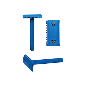 Universal Body Razor, Double Edge, 90mm Handle, Blue, 100/Box Box