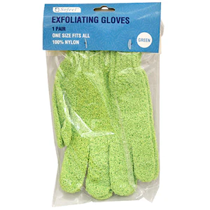 Sofeel Exfoliating Massage Gloves, Nylon, Blue, Fits All Sizes, 2/Pack Pair - Image 2