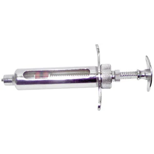 Veterinary Metal Syringe with Glass Barrel, Luer Lock Nozzle, 10ml, Each Each