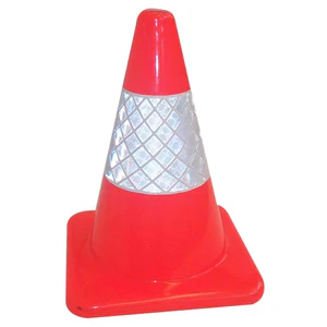 Traffic Plain Cone PVC Orange, 45cm High with 15cm Reflective Collar Mid-section, Each Each